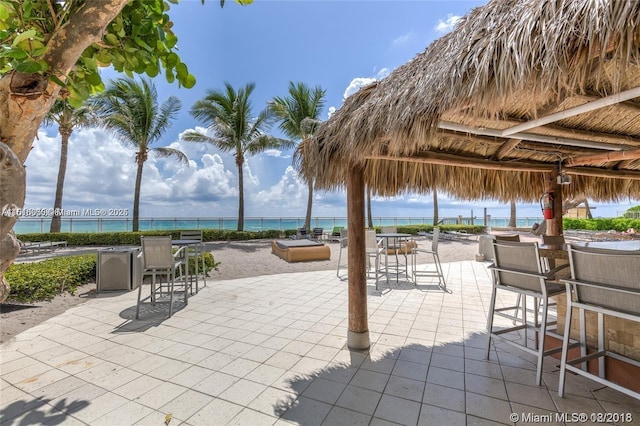 3000 S Ocean Dr Unit 206, Hollywood, FL 33019 - view of patio with a gazebo and a water view