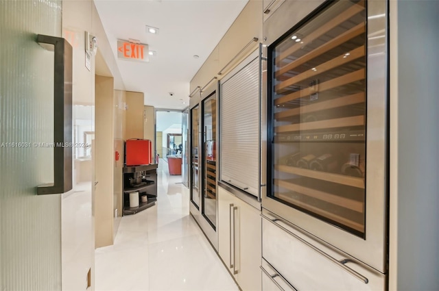 hallway featuring beverage cooler