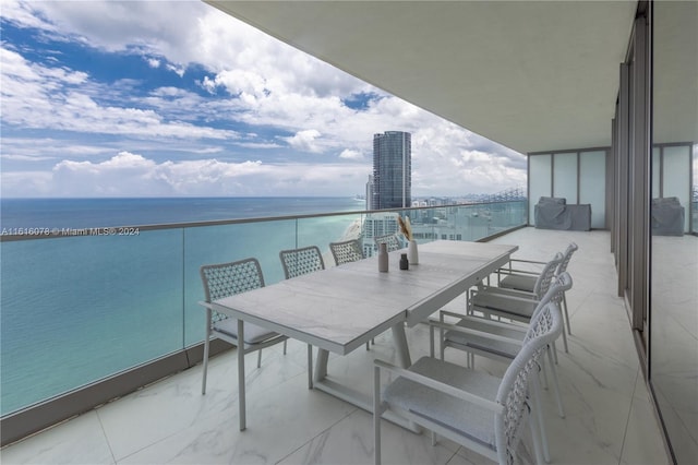 balcony with a water view