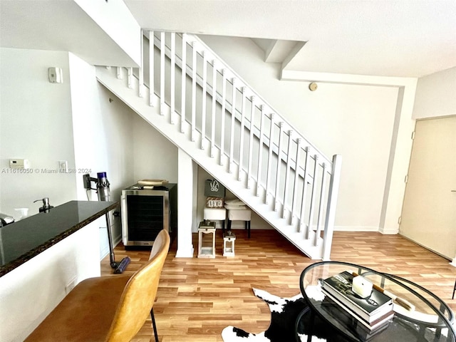 living room with hardwood / wood-style floors