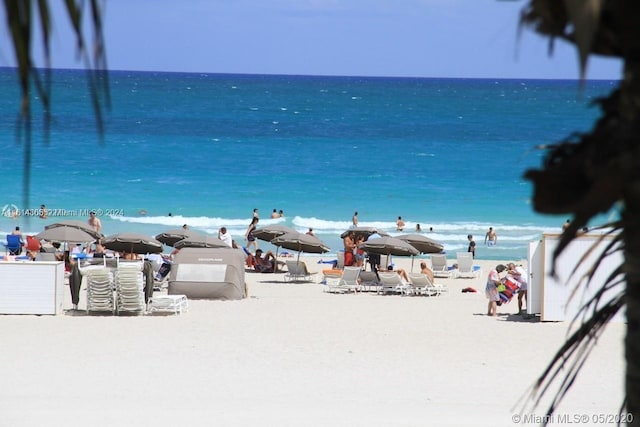 view of water feature featuring a beach view