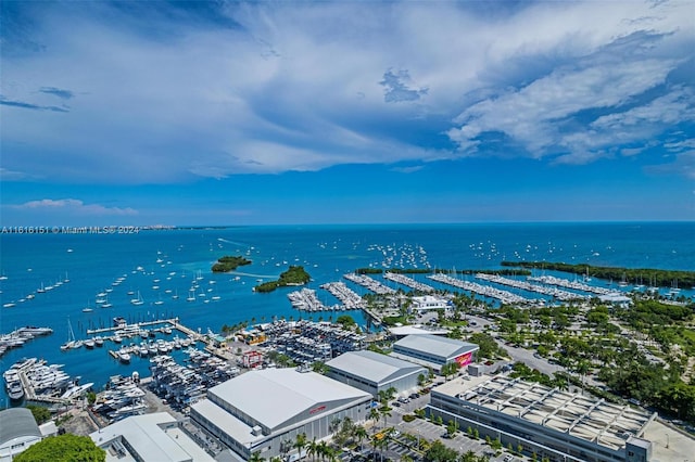 bird's eye view featuring a water view