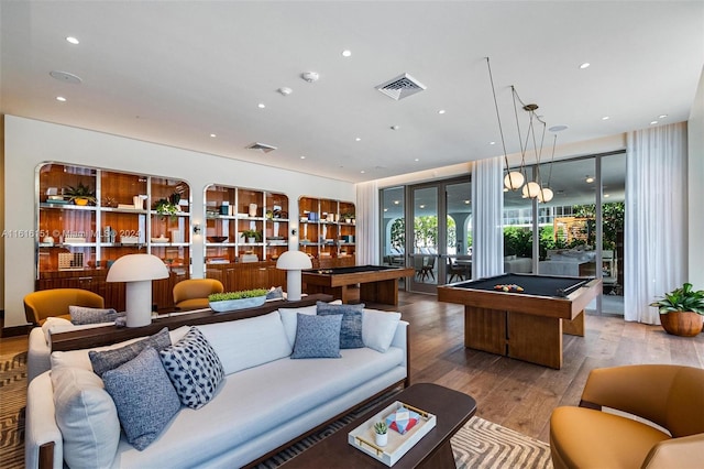 game room featuring hardwood / wood-style floors and billiards