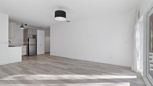 unfurnished living room with light hardwood / wood-style floors