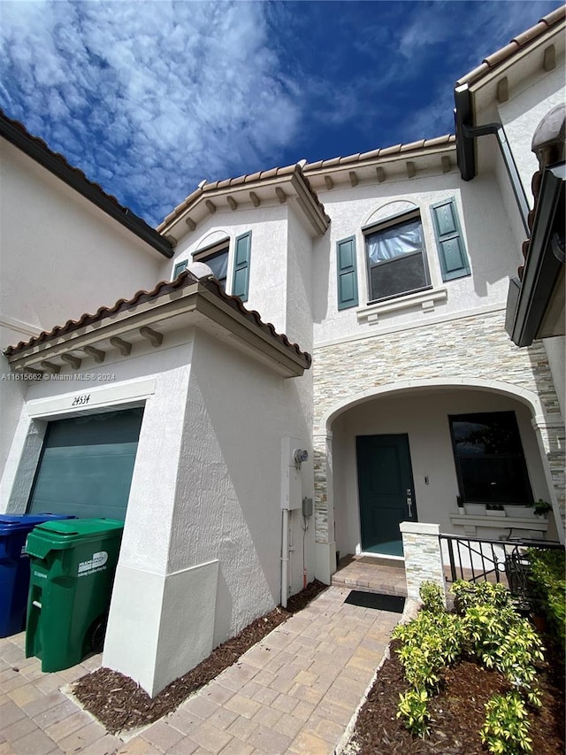 entrance to property with a garage