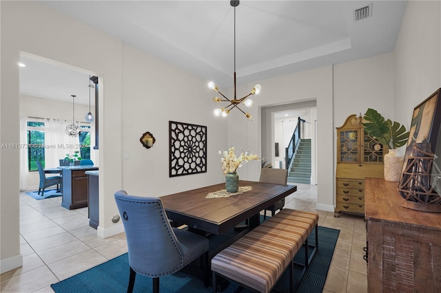 view of tiled dining space