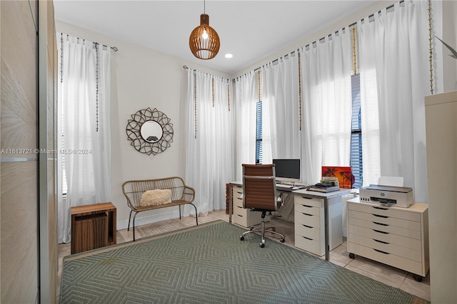 office space featuring light hardwood / wood-style flooring