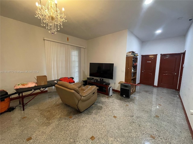 31002 SW 212th Ave, Homestead, FL 33030 - living area featuring baseboards and a chandelier