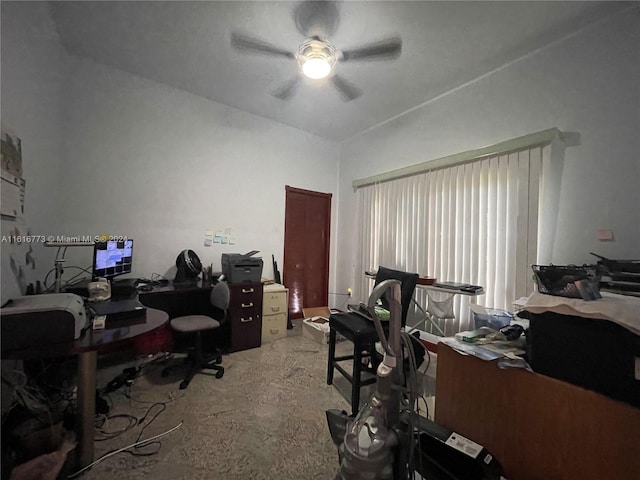 home office featuring ceiling fan