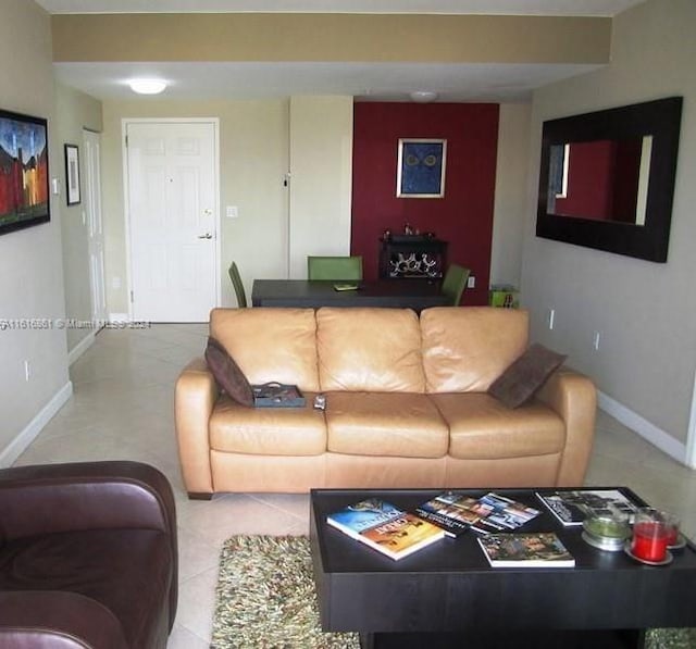 view of tiled living room