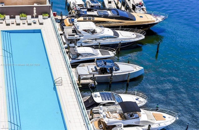 view of dock featuring a water view