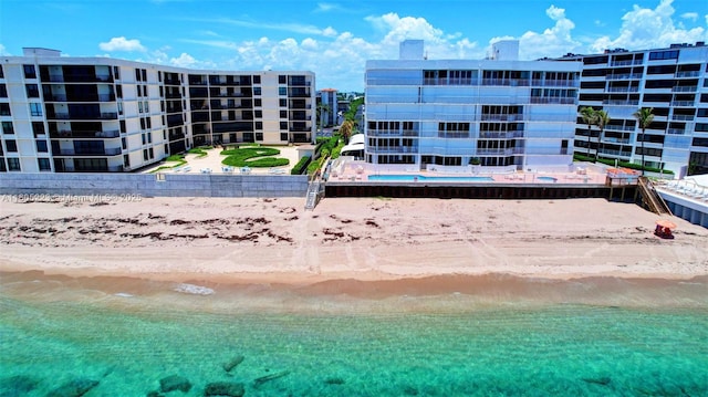 exterior space with a beach view