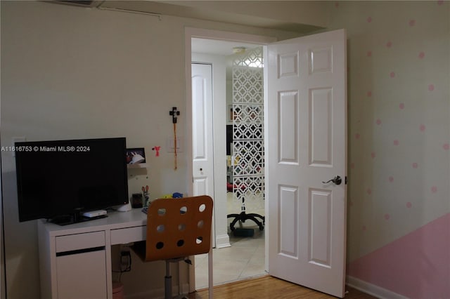 home office featuring light wood-type flooring