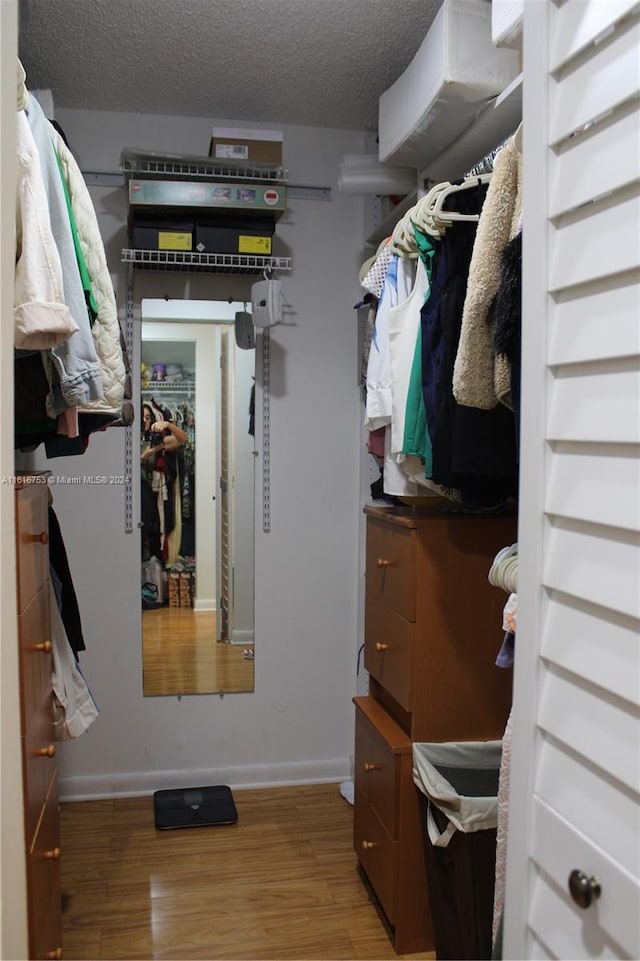 spacious closet with hardwood / wood-style flooring