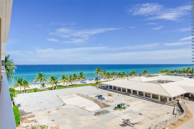 property view of water featuring a view of the beach