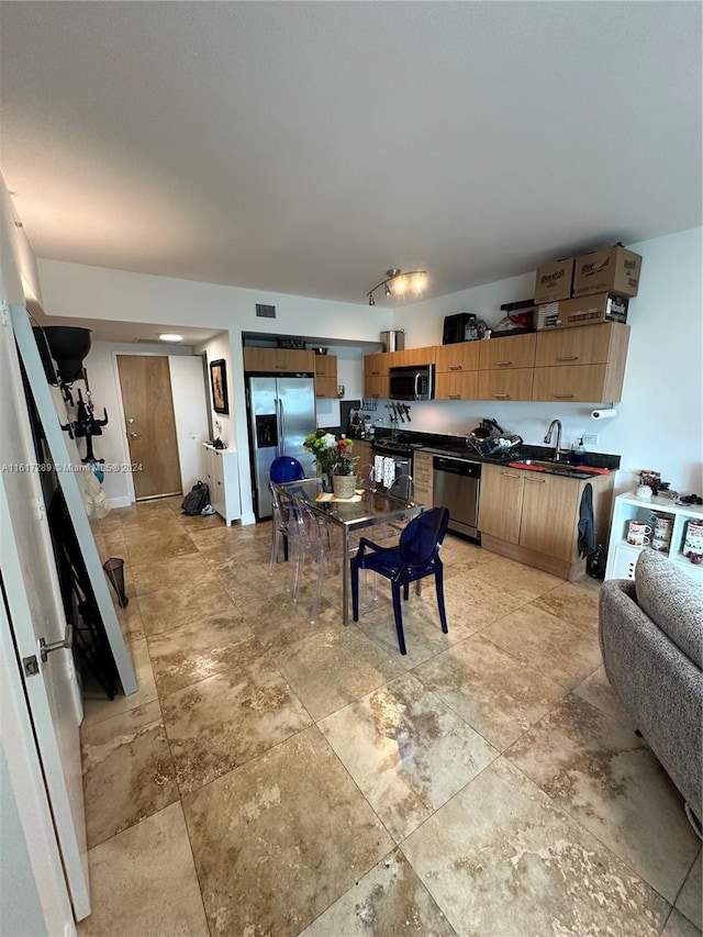 living room with light tile patterned floors