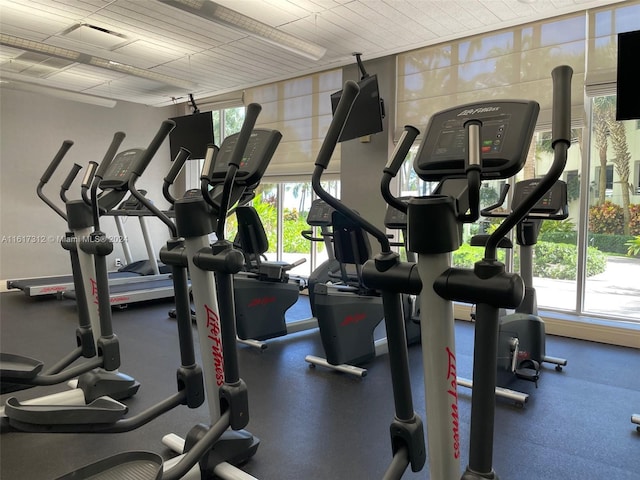 workout area with visible vents and a wealth of natural light