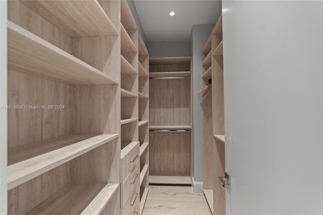 spacious closet with light wood-type flooring