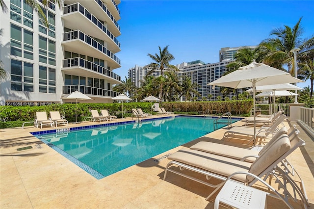 view of pool with a patio area