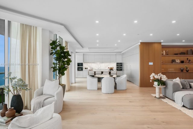 living room with light wood-type flooring