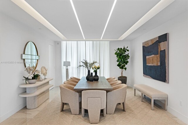 dining area with tile patterned floors