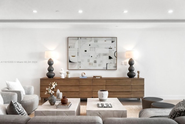 living room with hardwood / wood-style flooring