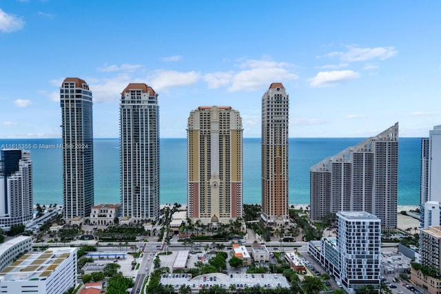 property's view of city featuring a water view