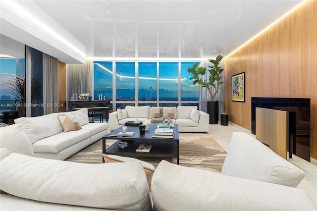 851 NE 1st Ave Ph 5312, Miami, FL 33132 - living area featuring a high ceiling and wooden walls