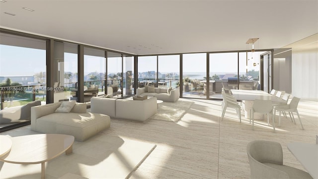 sunroom with a water view and plenty of natural light