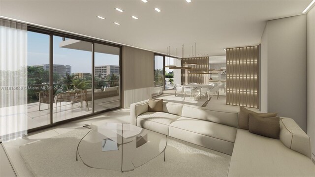 bedroom with floor to ceiling windows and multiple windows