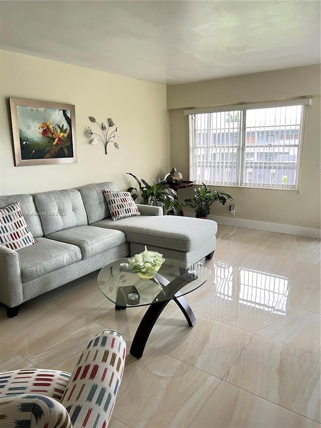 view of tiled living room