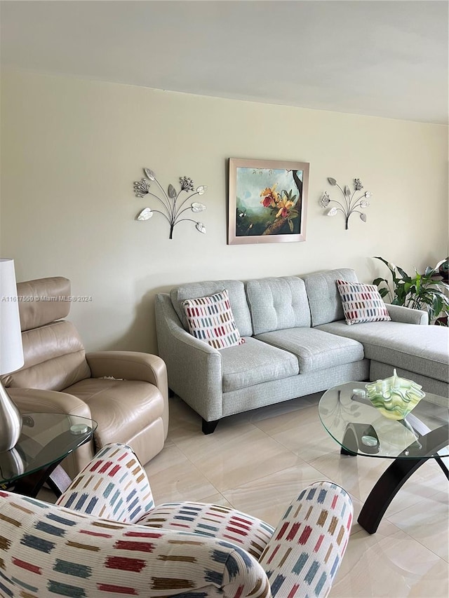 view of tiled living room