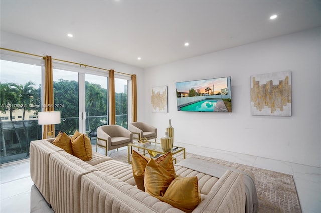 view of tiled living room