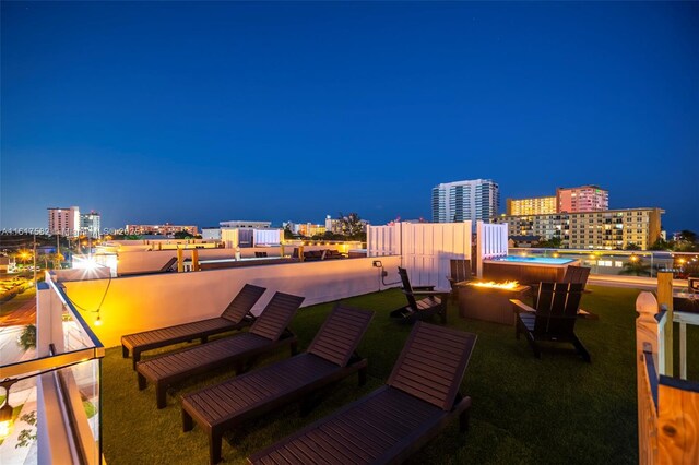 view of patio at twilight