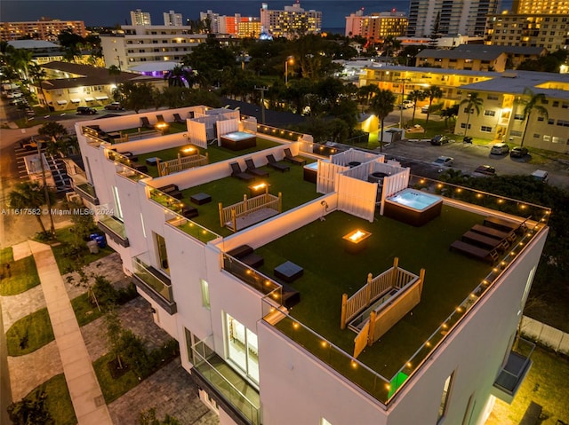 view of aerial view at night