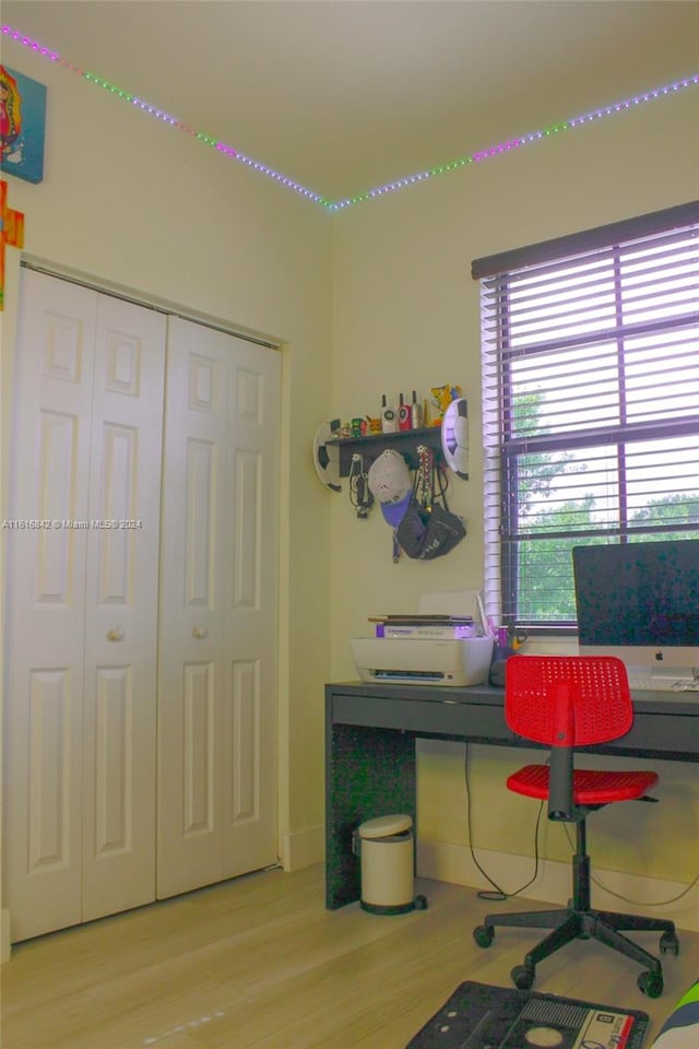 office space featuring light wood-type flooring