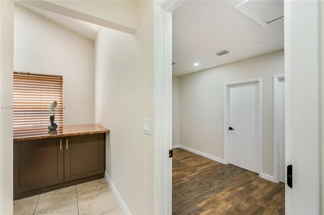 hall featuring light hardwood / wood-style flooring