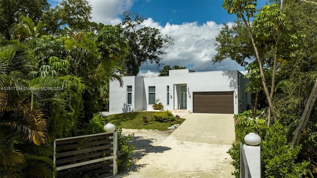 contemporary home featuring a garage