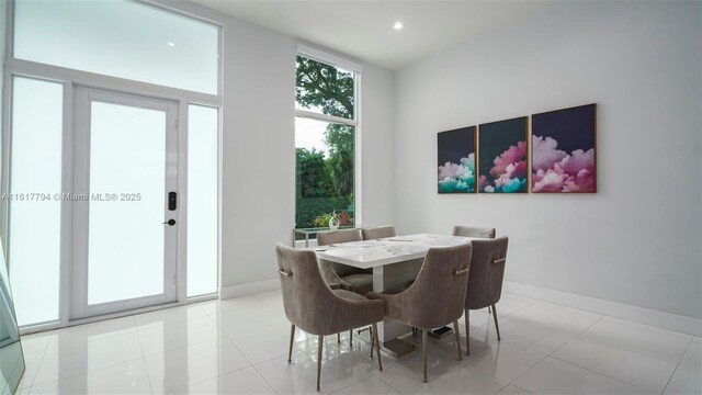 view of tiled dining space