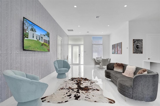 living room featuring french doors