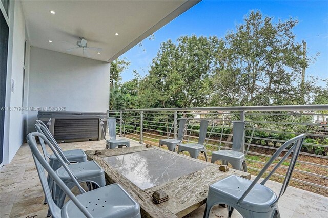 balcony with ceiling fan