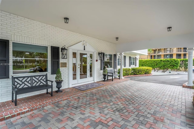 view of patio / terrace featuring french doors