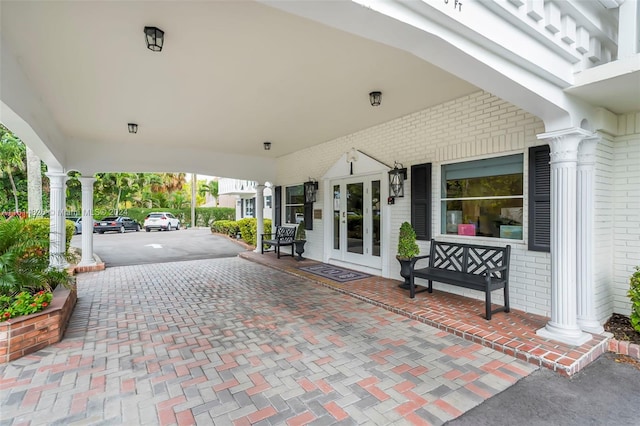 view of patio / terrace featuring french doors