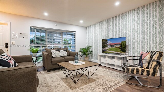 living room with light wood-type flooring