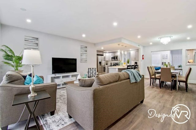 living room featuring light hardwood / wood-style flooring