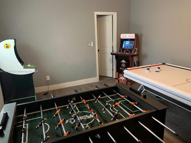 game room featuring wood-type flooring