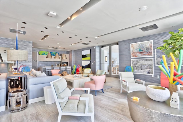 living room featuring light hardwood / wood-style floors