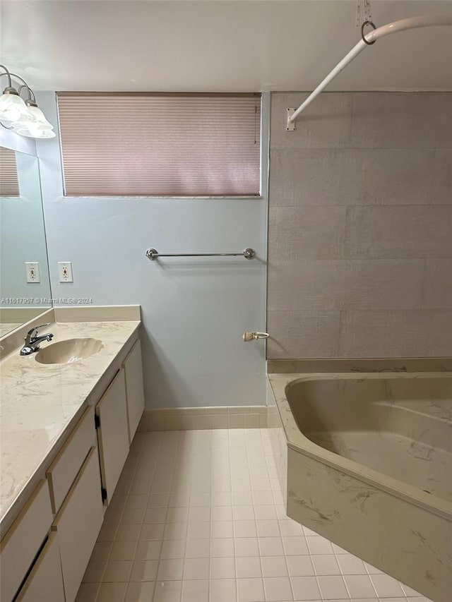 bathroom featuring vanity and tile patterned flooring