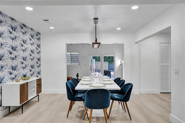 dining area featuring light hardwood / wood-style flooring