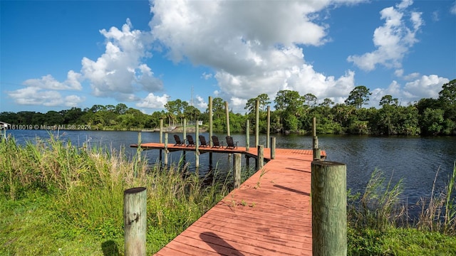 dock area featuring a water view